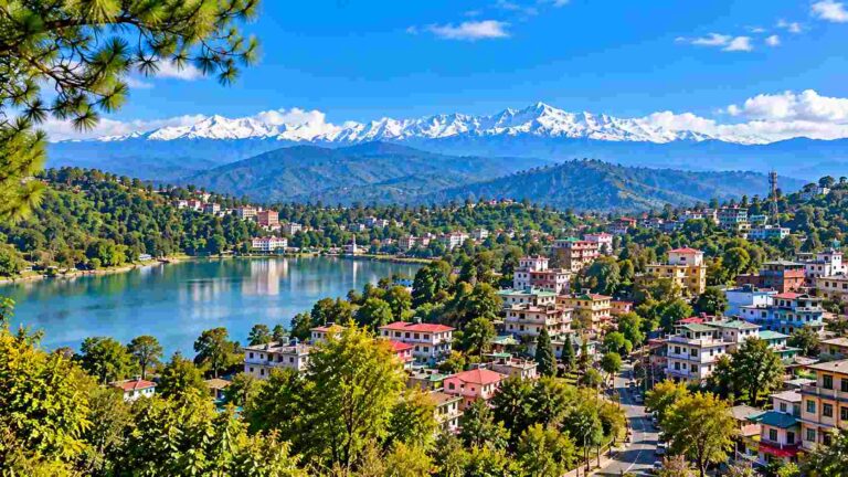 Scenic town view of Hamirpur, Himachal Pradesh, surrounded by green hills and mountain scenery